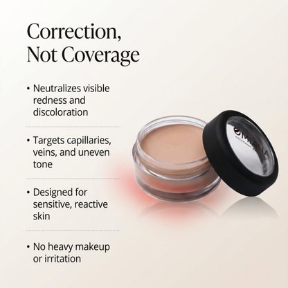 Omiana concealer cream for sensitive skin with text highlighting its benefits on a light background
